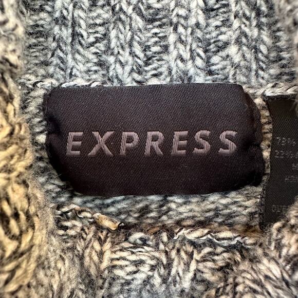 VTG Express Merino Wool Knit Turtle Neck Sweater Women M Green Cropped Pullover - Picture 9 of 12